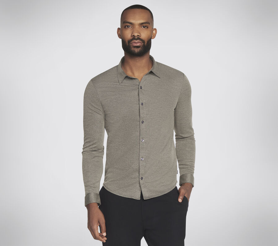 GO DRI Off Duty Button Down Shirt, CHARCOAL, largeimage number 0