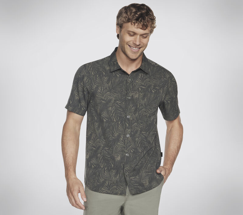 The GO WALK Air Printed Short Sleeve Shirt, STRÍBRNÁ / MULTI, largeimage number 0