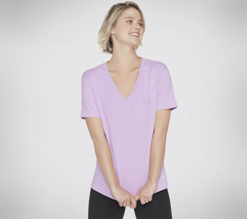 GO DRI SERENE V-Neck Tee, LAVENDER / LIGHT PINK, largeimage number 0