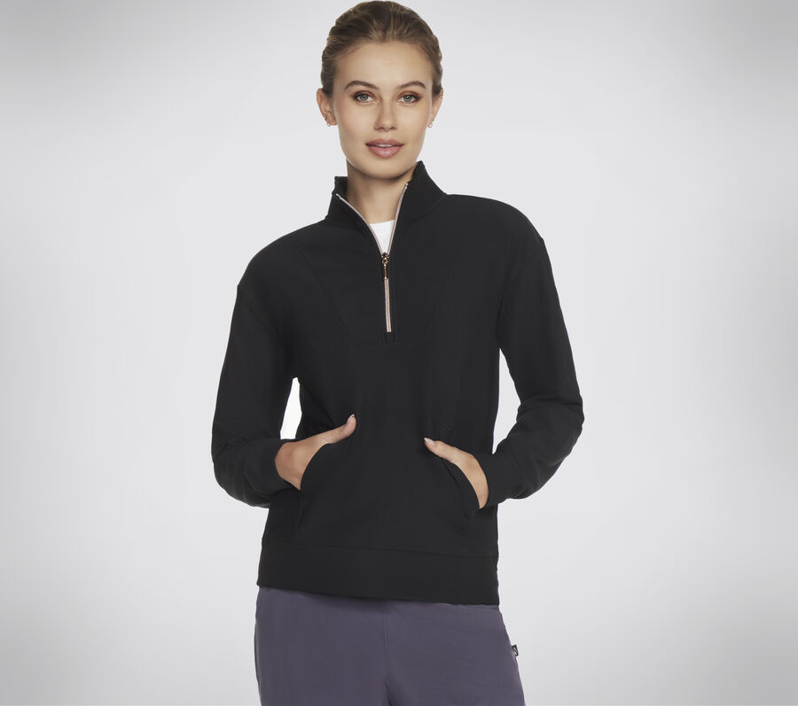 GO LUXE Rib 1/4 Zip, BLACK, largeimage number 0